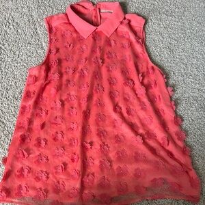Floral Coral Sleeveless Top